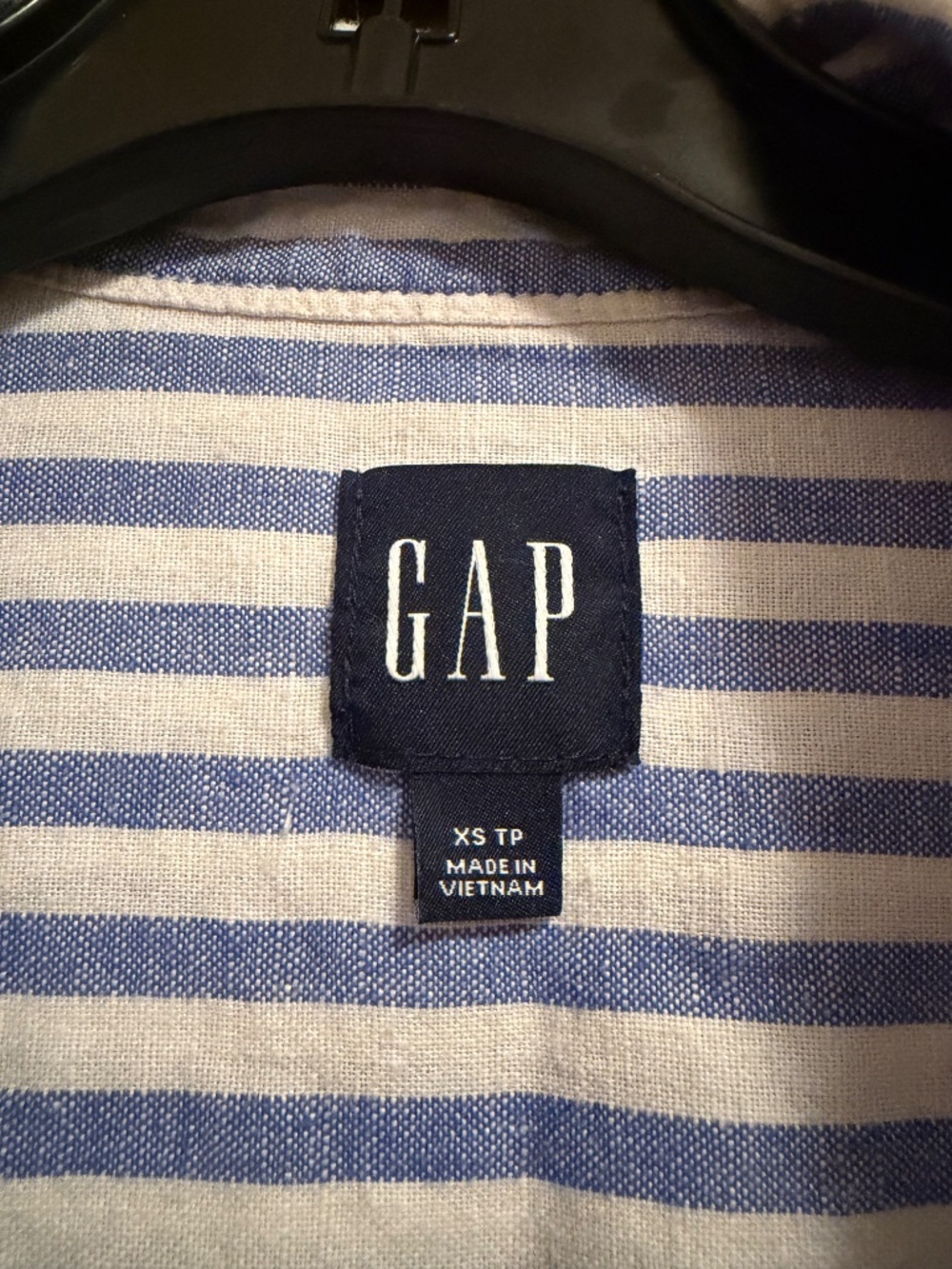 GAP Blue & White Striped Linen Blend Short Sleeve Shirt Dress XS - Picture 3 of 4